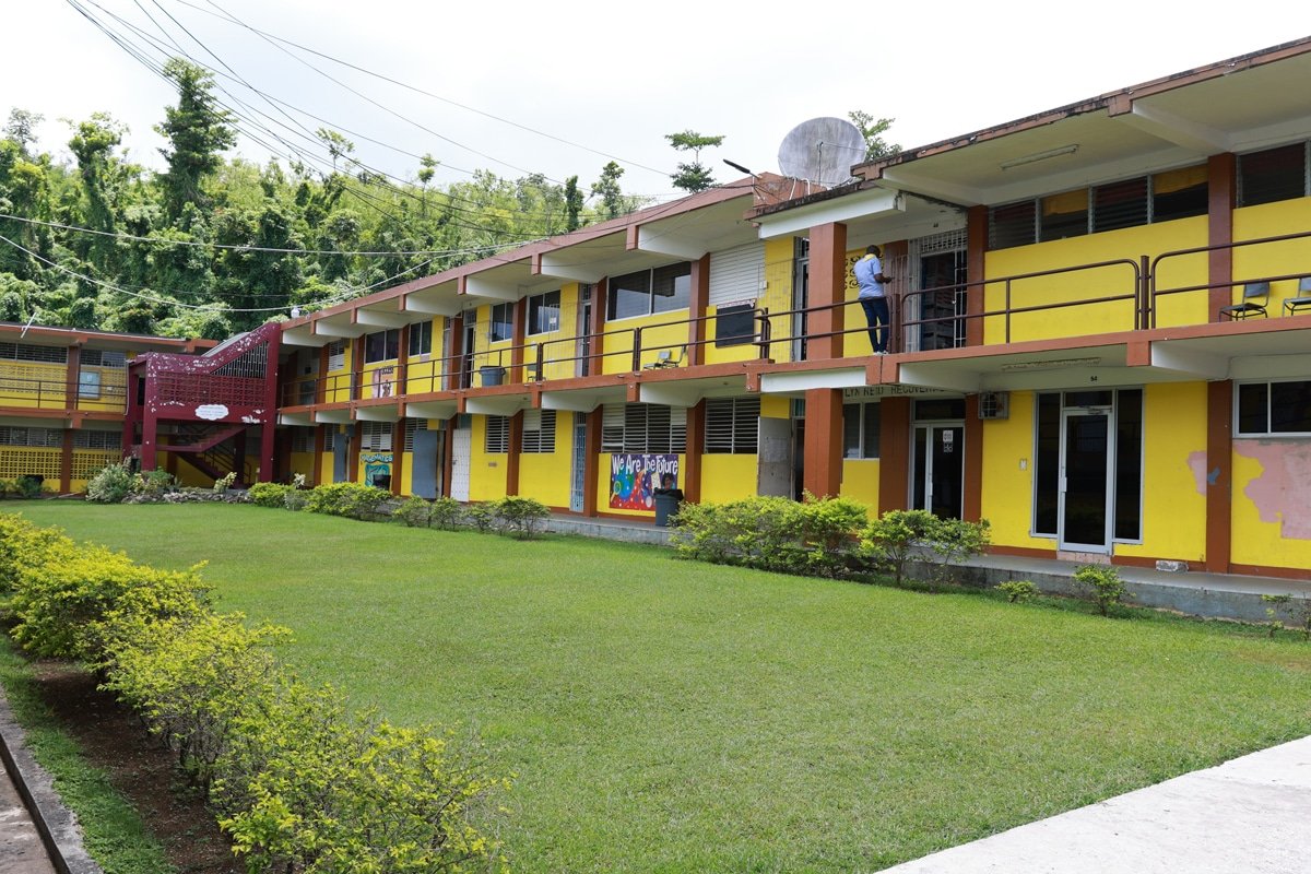 Anchovy High School campus in St. James where Sterling supported a technology donation.